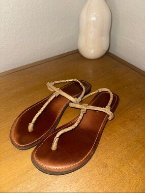 Aeropostale Brown Leather Braided Strap Sandals